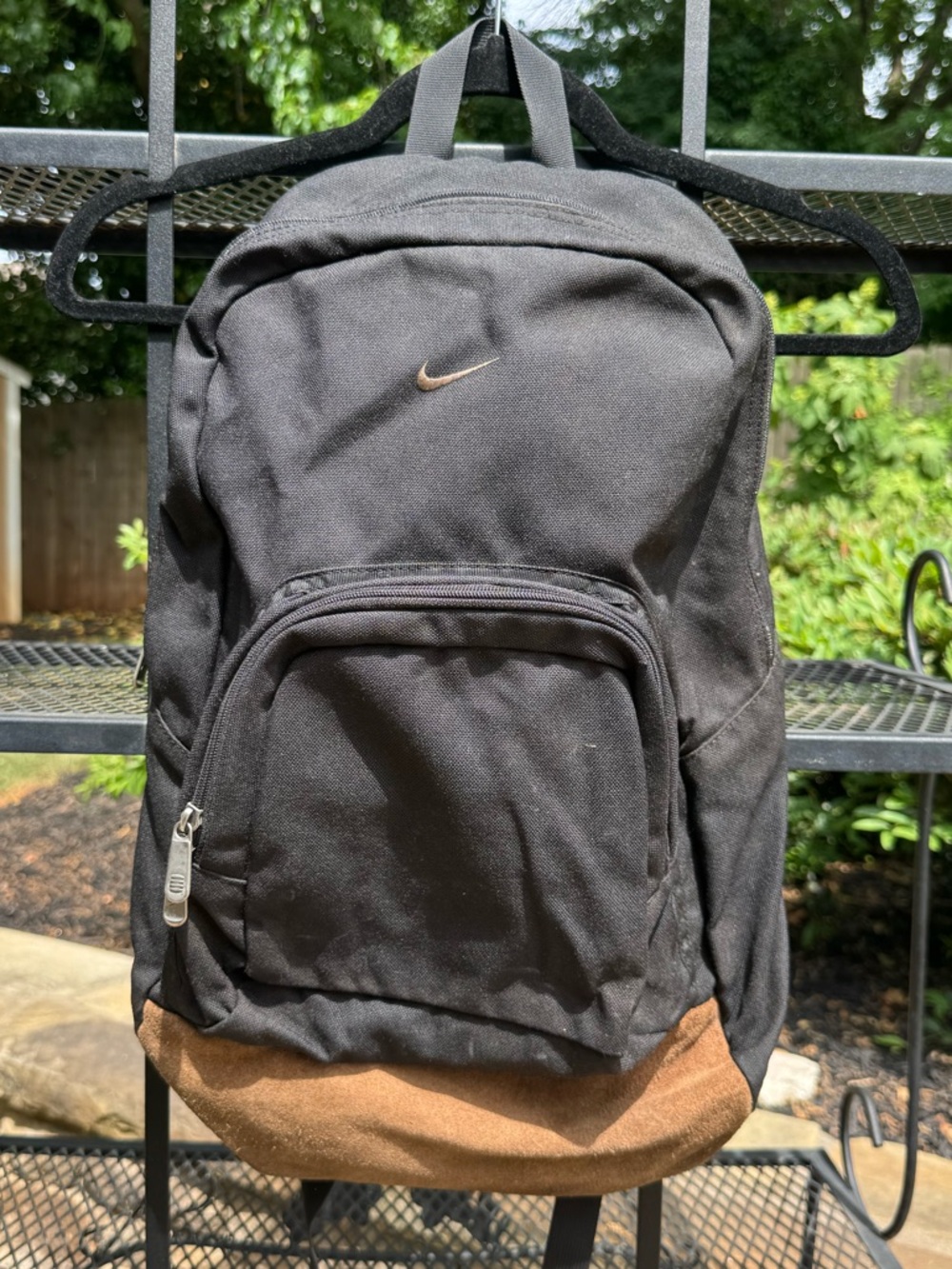 Nike Backpack Black Brown Leather Bottom Vintage Y2K School Bag